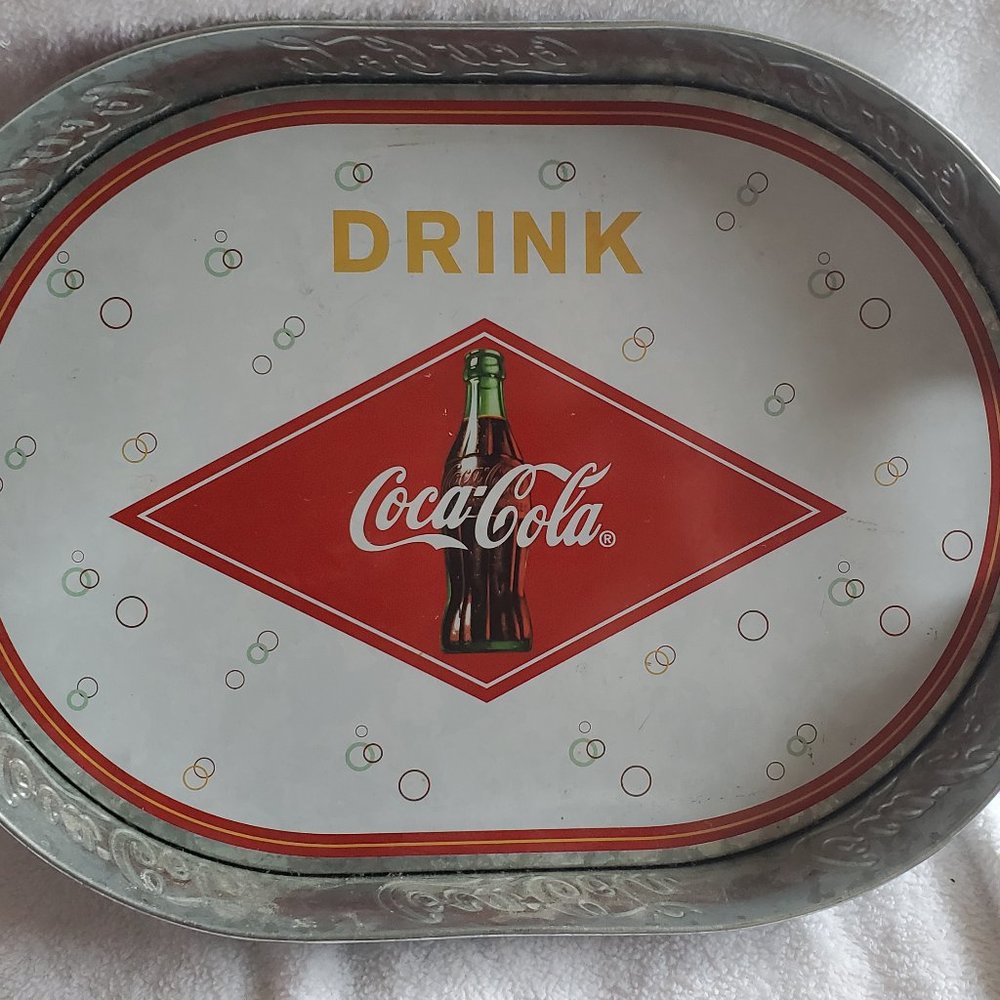 Vintage Coca-Cola Galvanized Tray with Handles Drink Cola